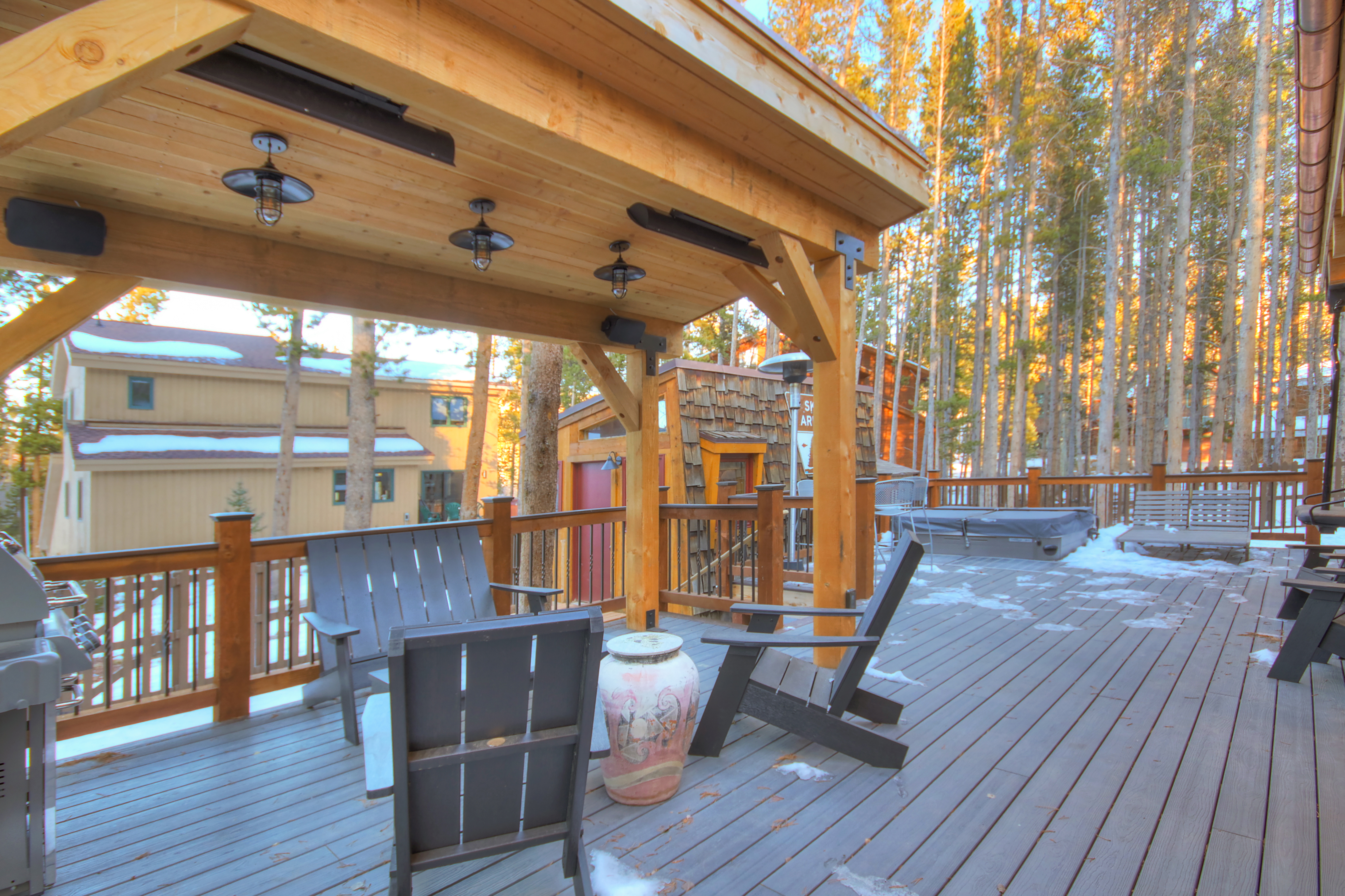 Additional view of deck with seating and hot tub