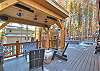 Additional view of deck with seating and hot tub - Arrow Darrow Breckenridge Vacation Rental 