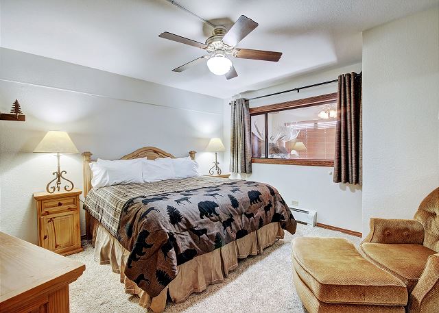 Upper level master bedroom with king bed. - Beaver Run Black Diamond Penthouse Breckenridge Vacation Rental