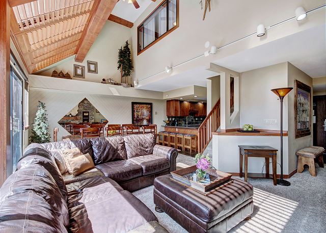 Gather with your group in the large living room. - Beaver Run Black Diamond Penthouse Breckenridge Vacation Rental