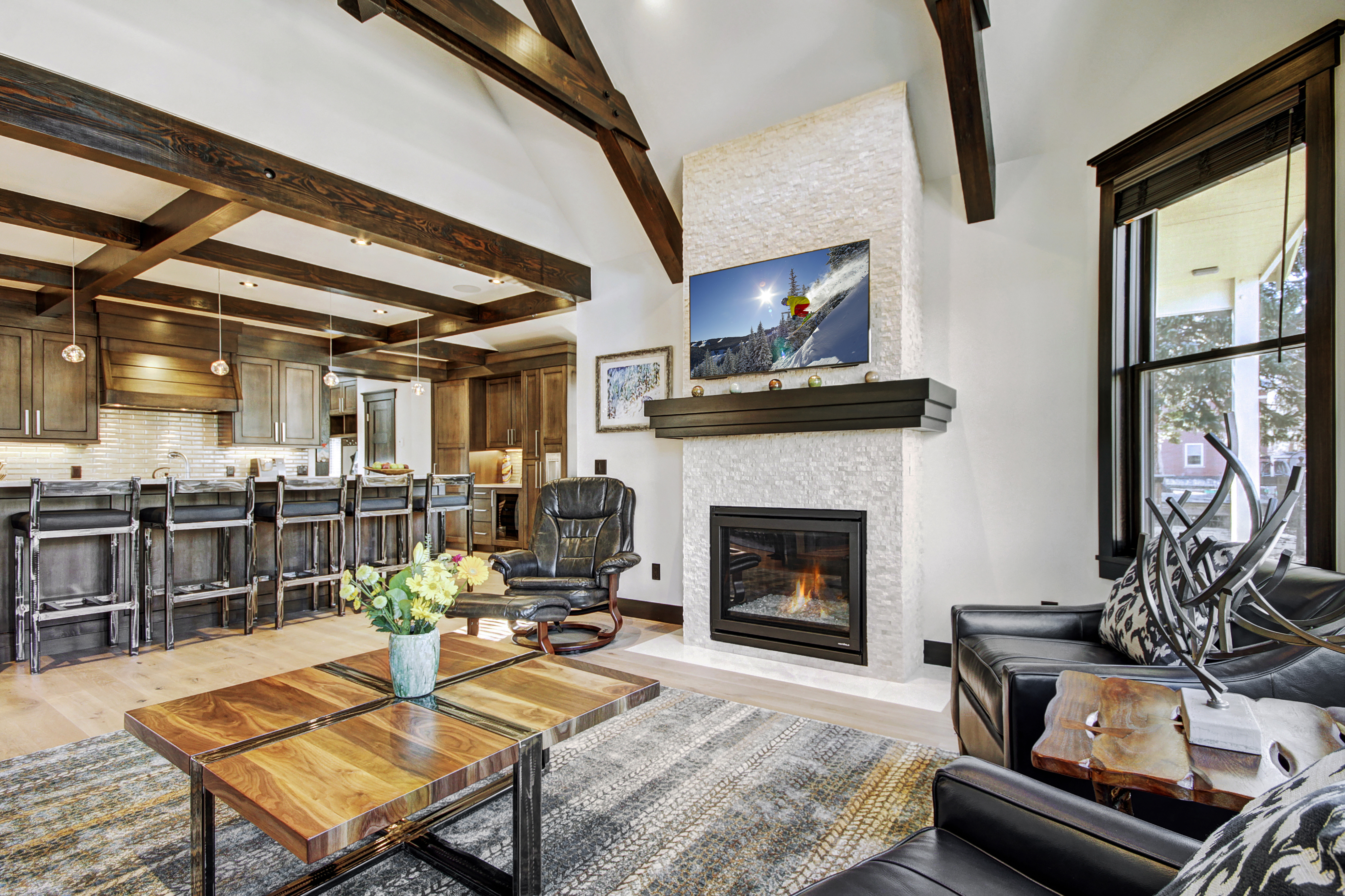 View from living area into open kitchen -  The Bogart House Breckenridge Vacation Rental
