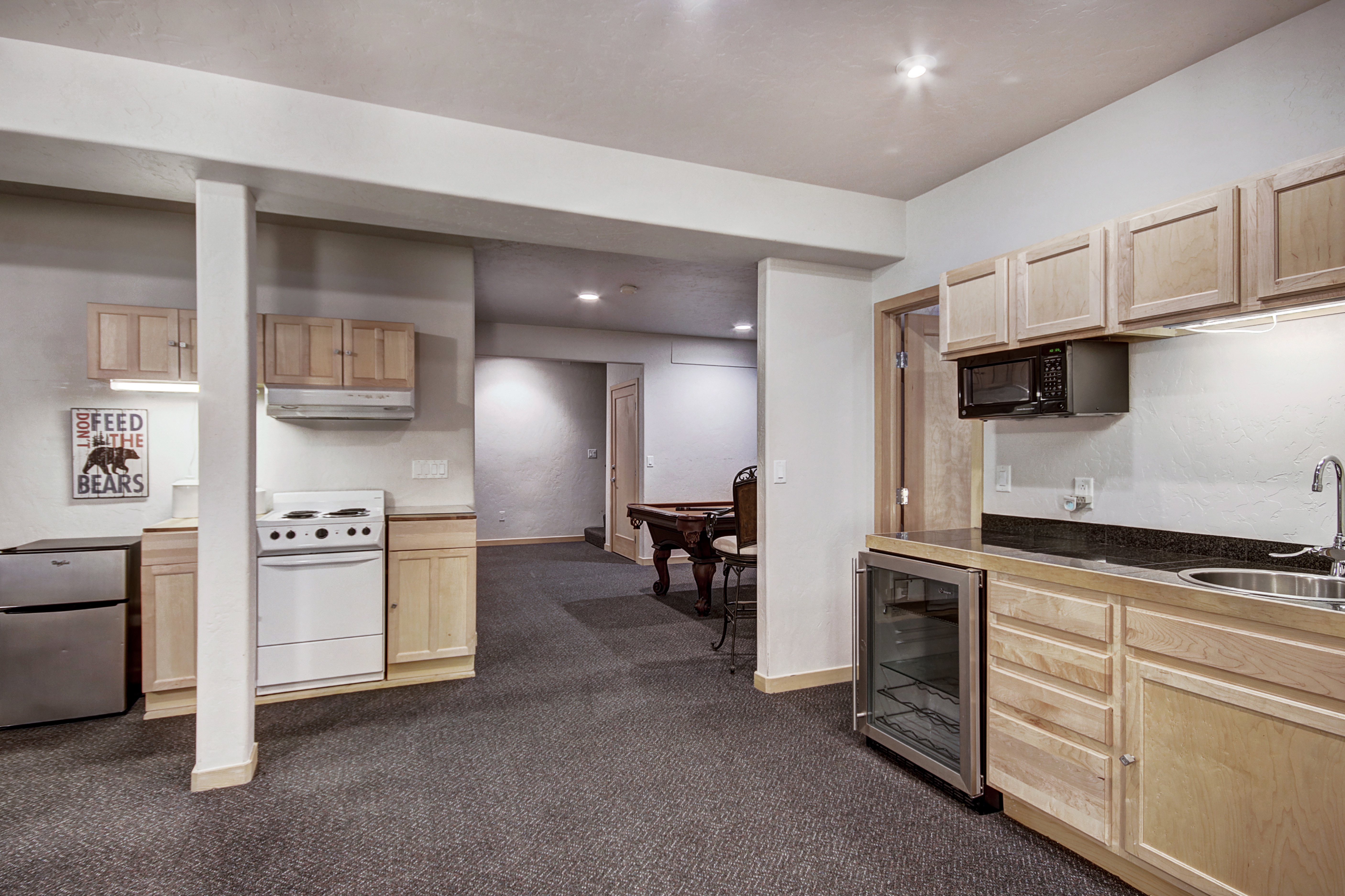 Lower level kitchenette in the family room. - Buffalo Mountain Vista Frisco Vacation Rental