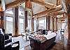 Living area with gas fireplace and gorgeous large windows - Clowsgill Holme Breckenridge Vacation Rental 