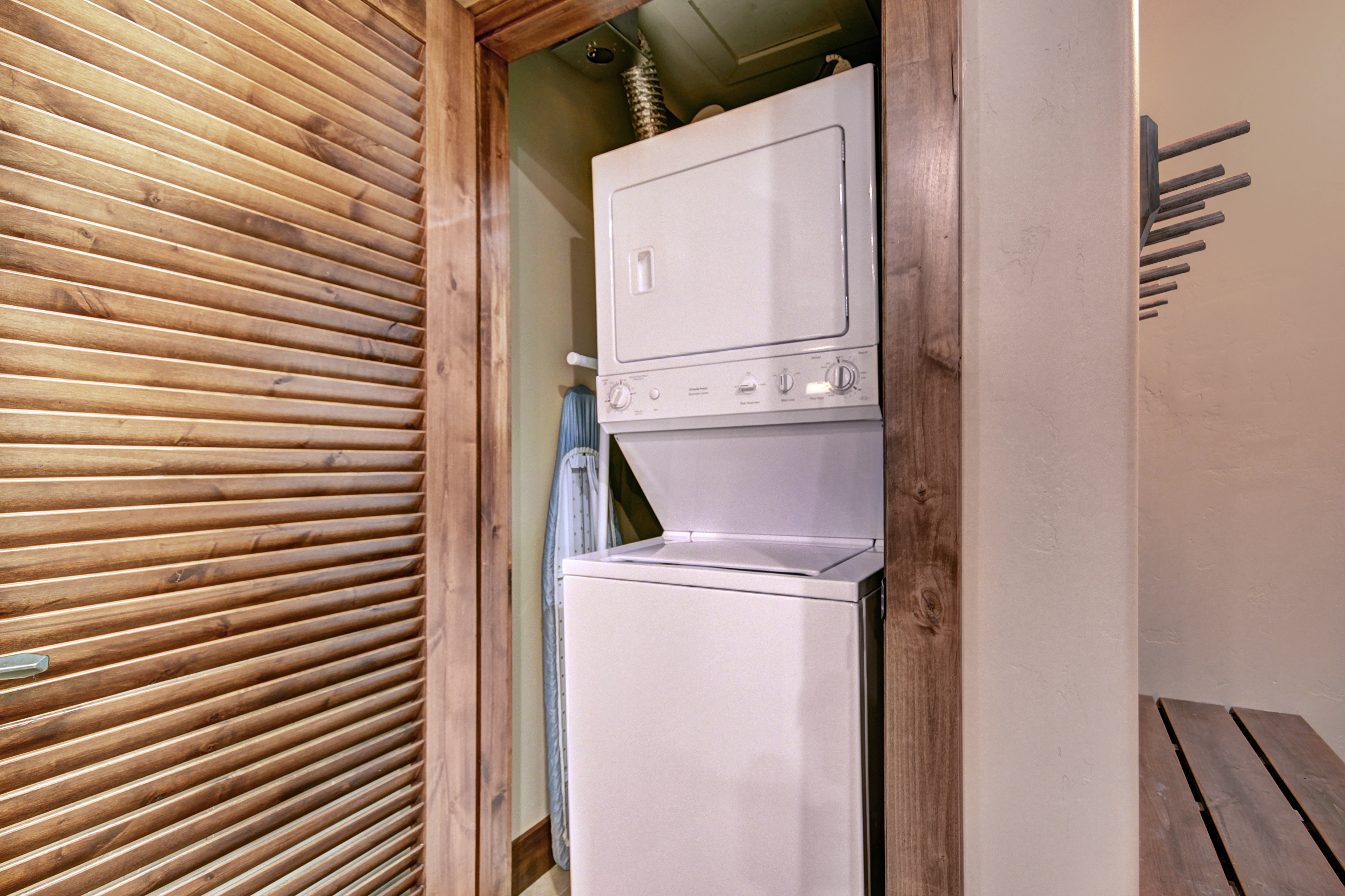 Private Laundry – Stackable Washer & Dryer Located in Utility Closet.