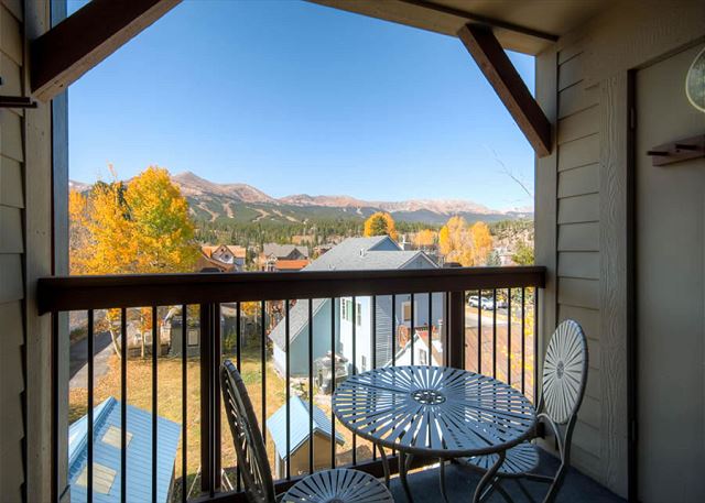 View of the Ten Mile Range from outdoor  deck with patio seating for 2
