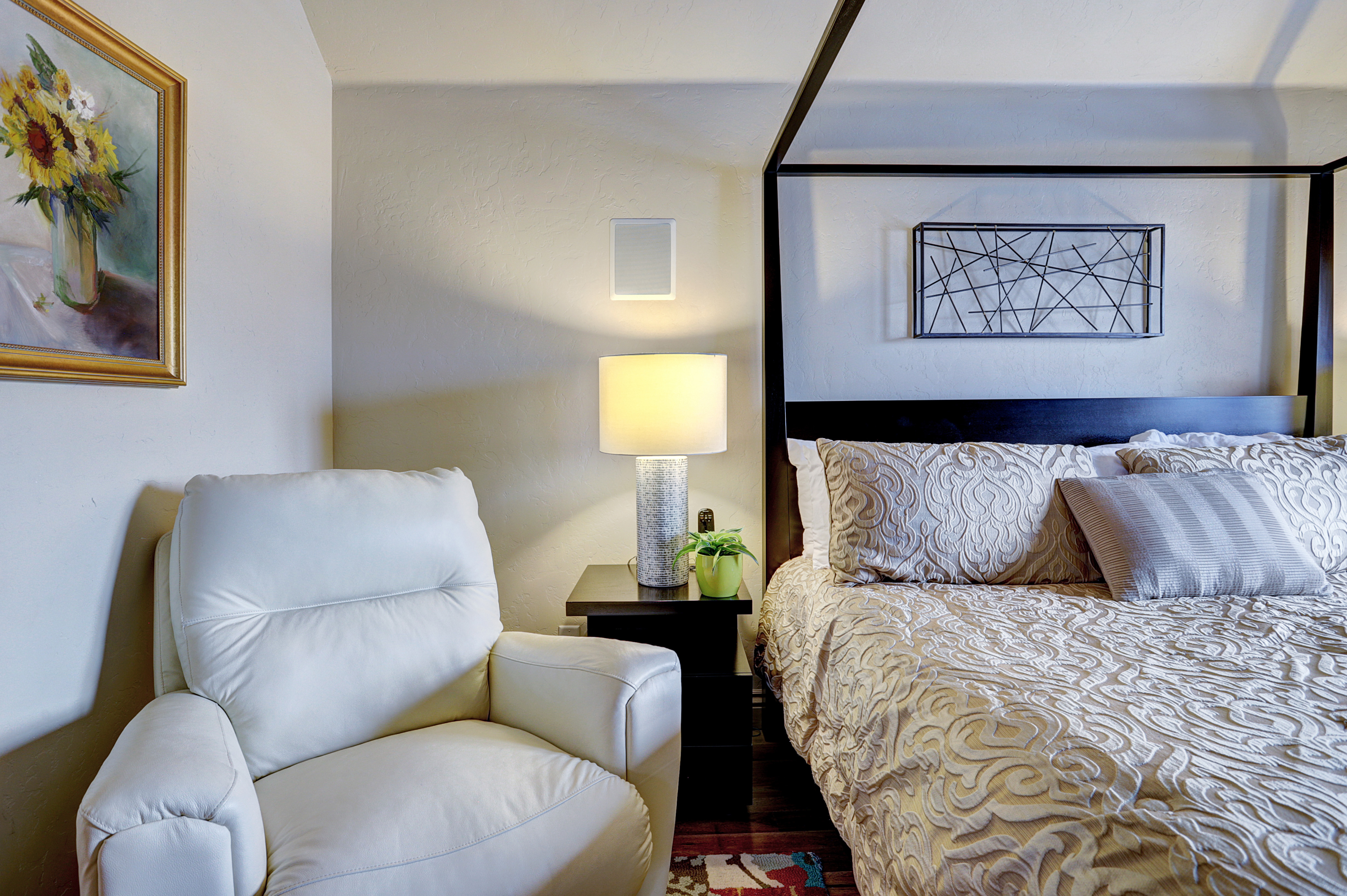Cozy seating in upper level master bedroom