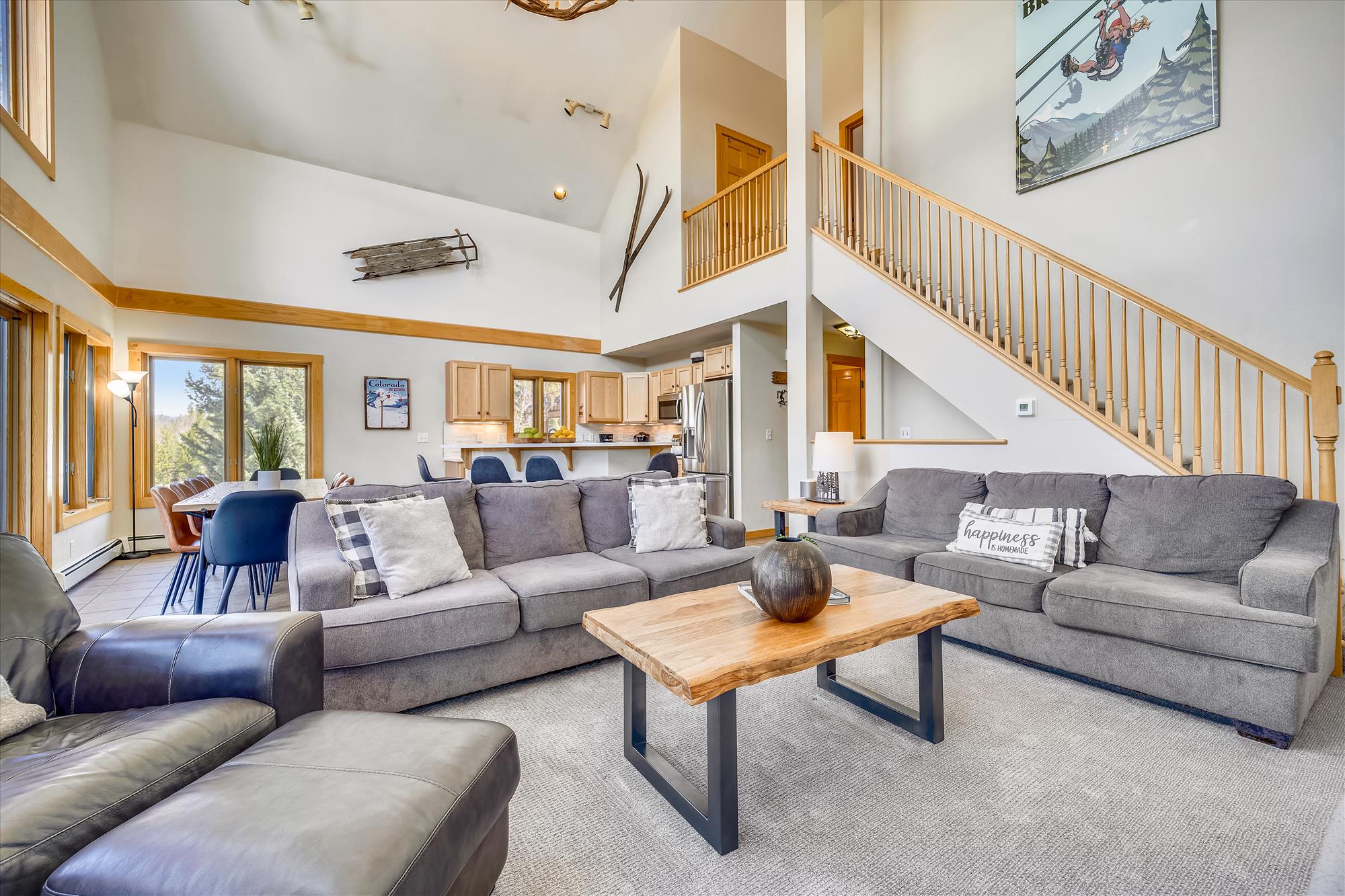 Living, dining & kitchen areas - Powder Moose Villa – Breckenridge Vacation Rental
