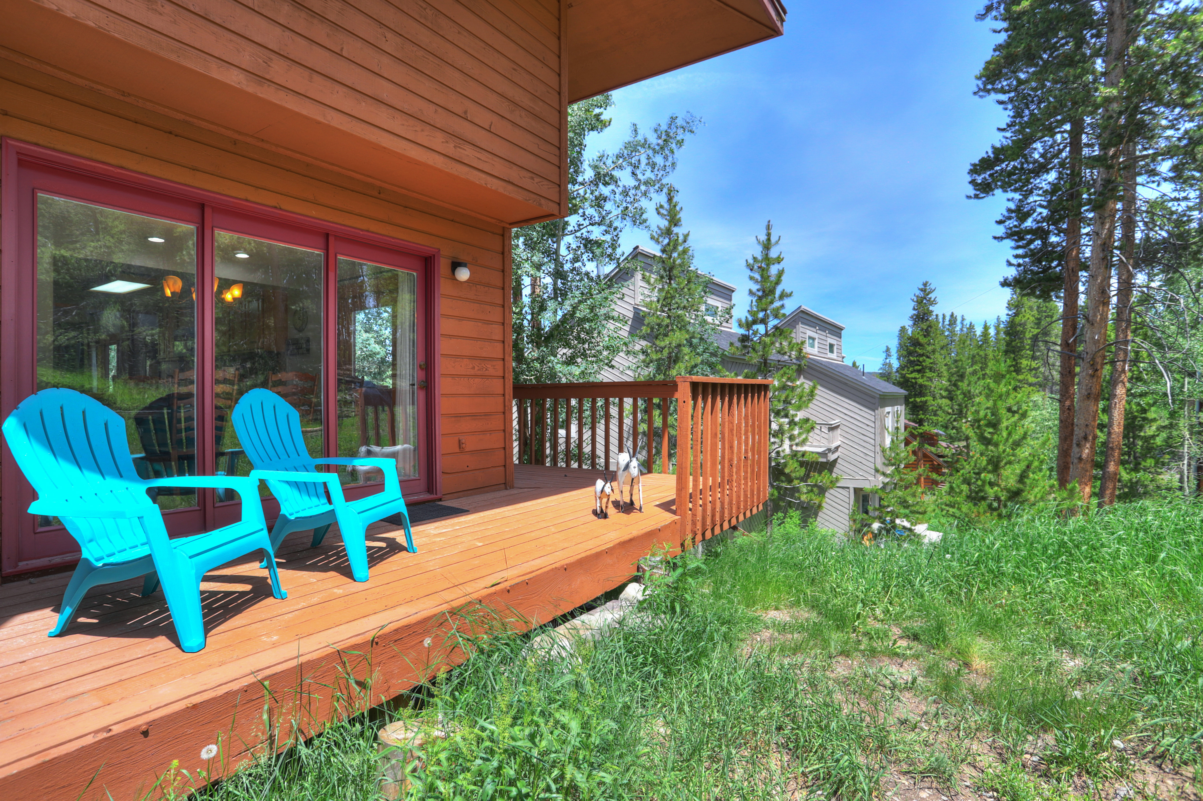 This home has many outdoor decks and seating areas to enjoy the mountain air.