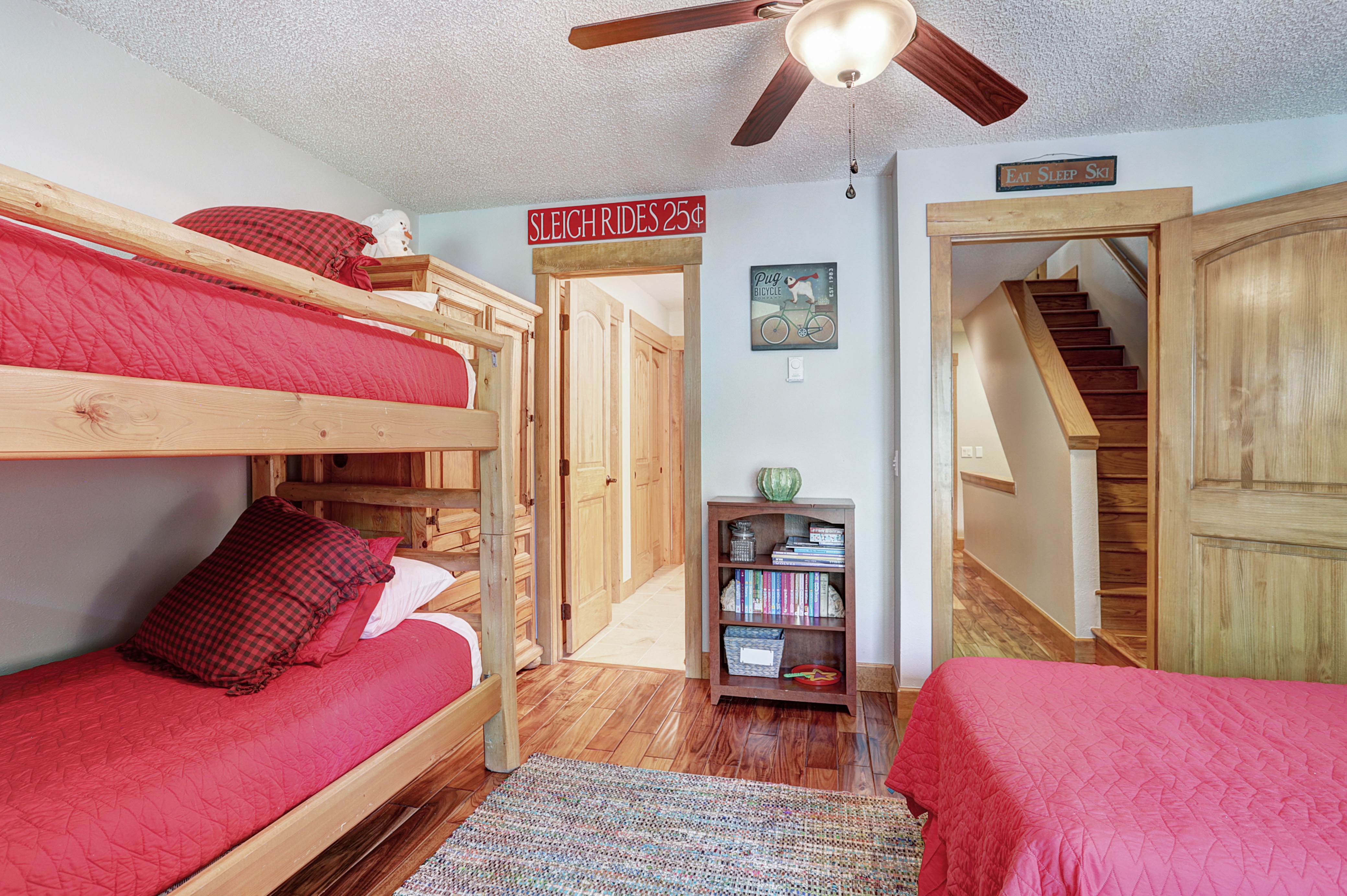 Lower level bunk room with twin over twin bunk and additional twin bed (3 twins)