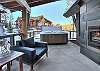 Outdoor patio off main level master bedroom with hot tub& gas fireplace- Breckenridge Vacation Rental