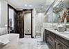 Main level master private bathroom with walk-in steam shower and 2 sinks- Breckenridge Vacation Rental