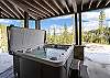 Have a relaxing soak in the hot tub located on the lower patio - Barton Creek Vista Breckenridge Vacation Rental 