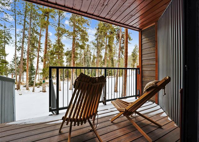 Soak in the sun on a warm day on this private deck - Atrium 003 Breckenridge Vacation Rental