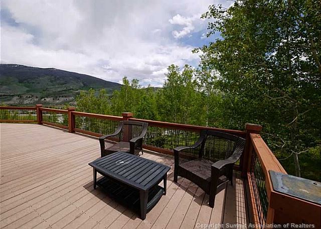 Main level deck with outdoor seating - Chateau D'Amis Silverthorne Vacation Rental