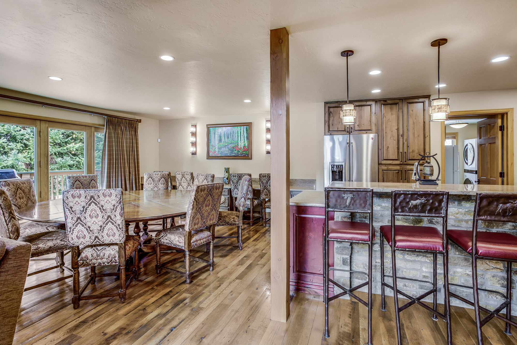 Kitchen bar and dining areas - Friendly Fox Chalet - Breckenridge vacation rental