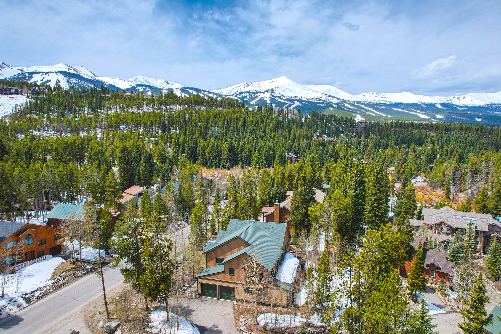Drone view looking at Breckenridge Ski Resort - Friendly Fox Chalet - Breckenridge vacation rental