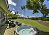 Looking east from Koa Cottage's front yard, lanai & hot tub toward the Pacific.