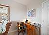 The desk area is perfect for remote work
