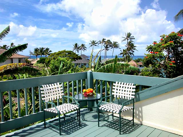 Ocean views from the upstairs bedroom private lanai.