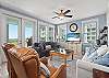 Living area has lots of comfortable seating, LED smart TV, high speed wireless internet and beautiful front row ocean views.