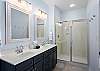 Private master bath with double vanity and large walk in shower