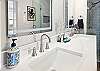 Double sink vanity in master bathroom 