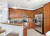 KITCHEN HAS GRANITE COUNTER TOPS AND STAINLESS APPLIANCES