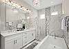 Master bathroom with large walk-in shower and a bathtub