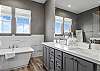 Large vanity and soak tub 