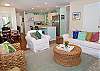 Open floor plan from living room to kitchen to entry.