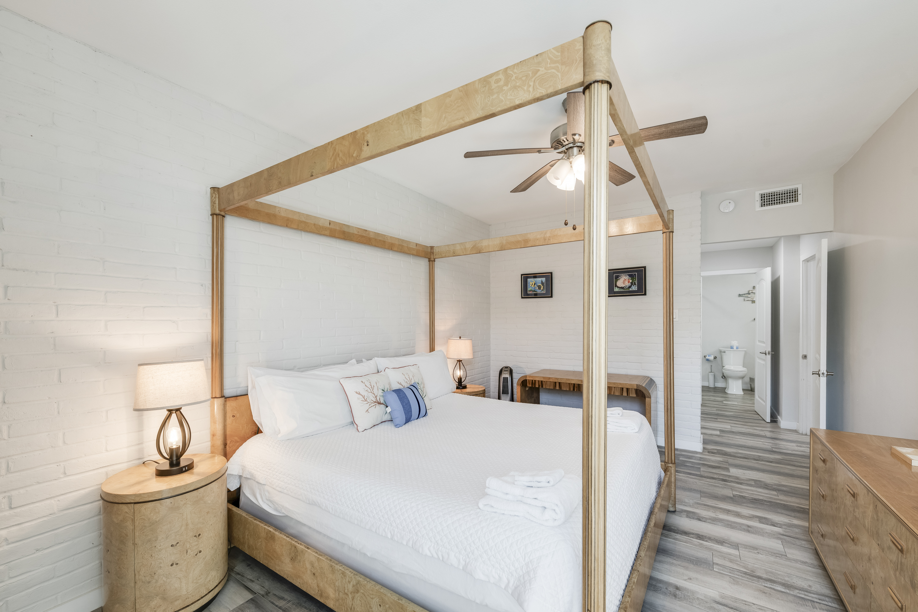 Sleep soundly in your private bedroom with a king-size bed