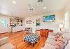 Fantastic view of the Carriage house, Kitchen-living-dining combo, looking into the King Bedroom