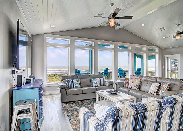 Living room and views of beach 