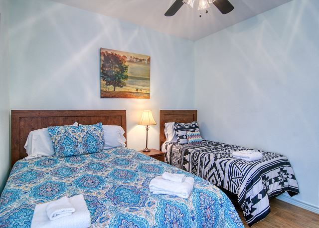 Upstairs Queen and Twin bedroom has private bath