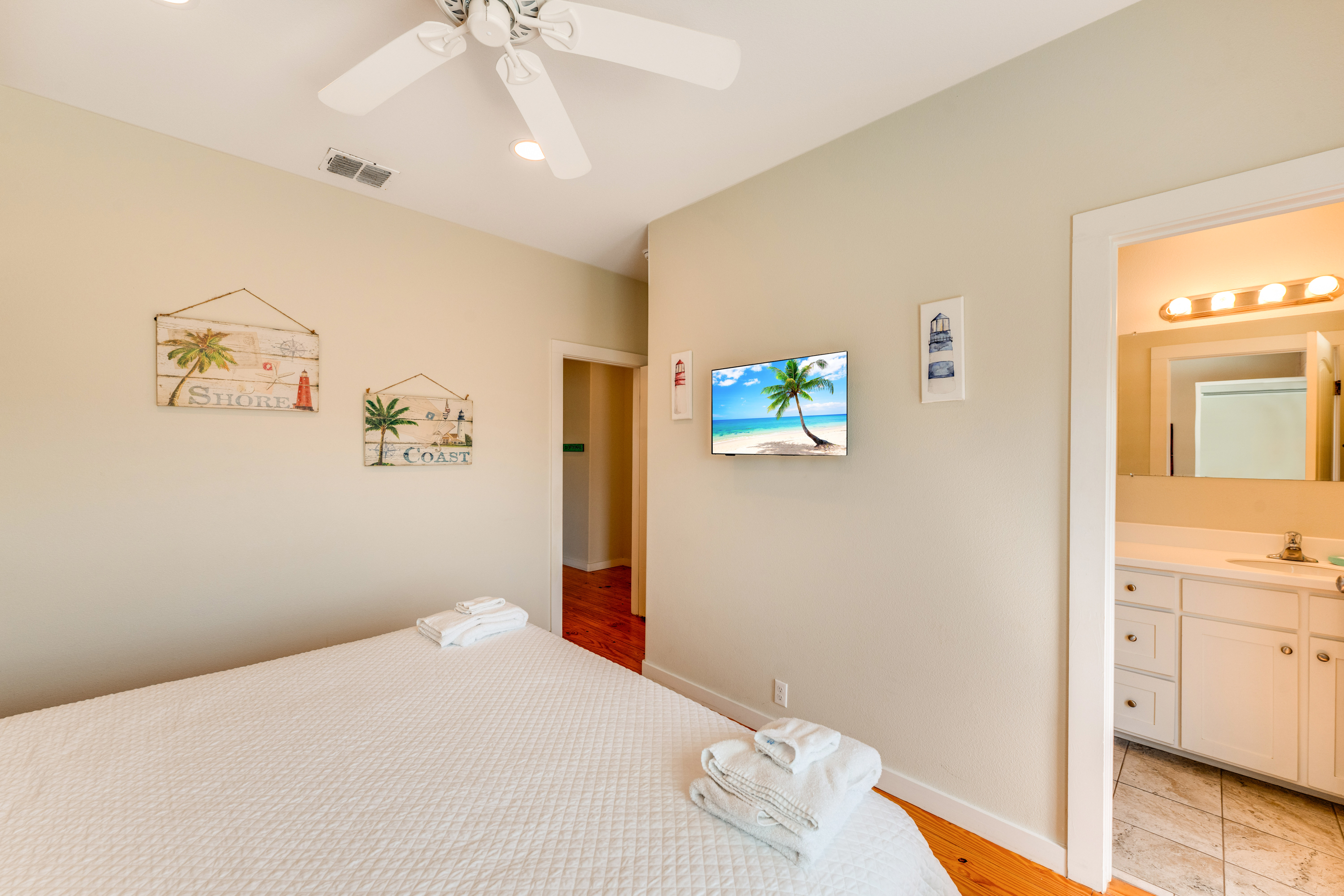 Enjoy a private bath experience just steps from your king bed
