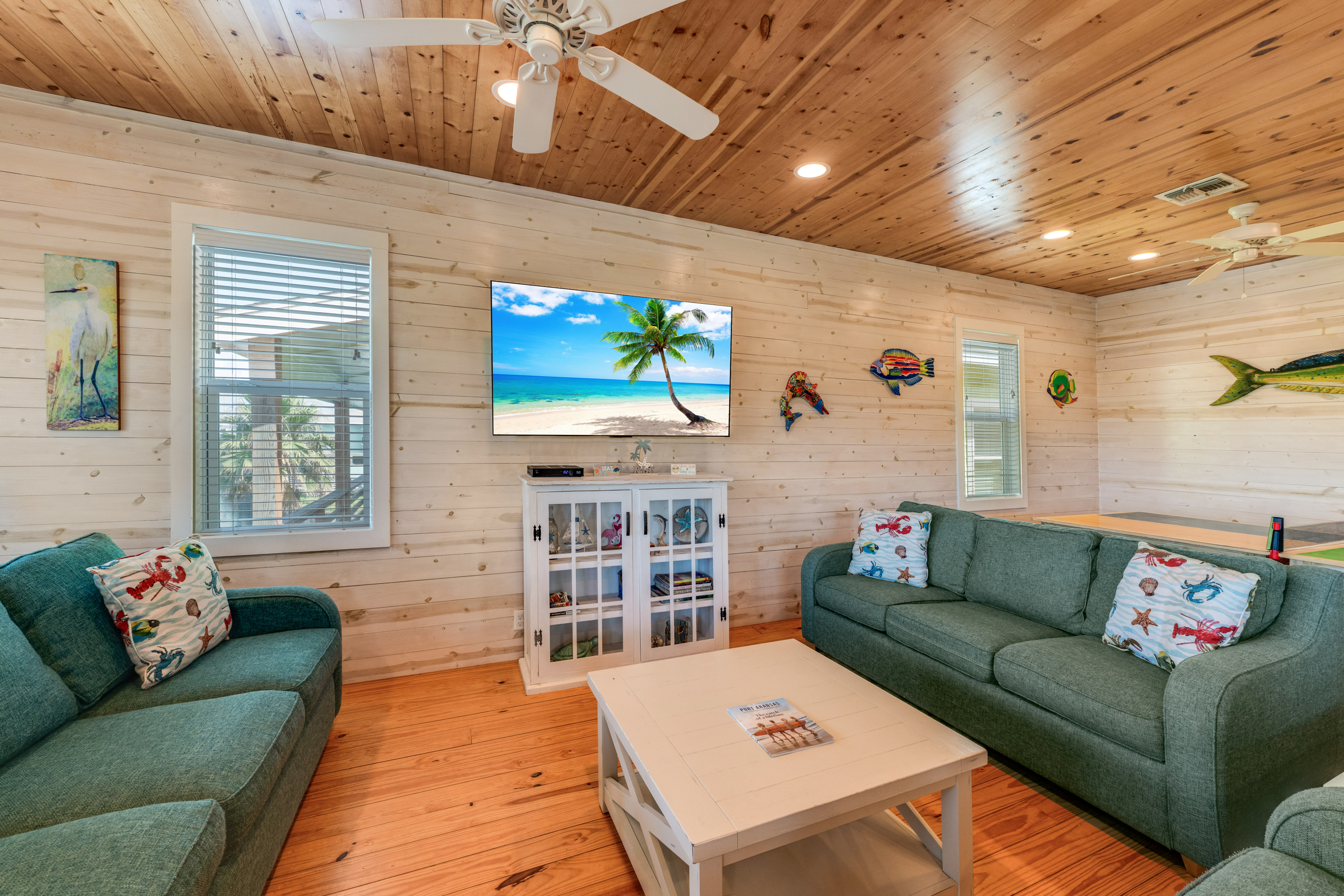 Bright open-plan living area perfect for family movie nights or game time