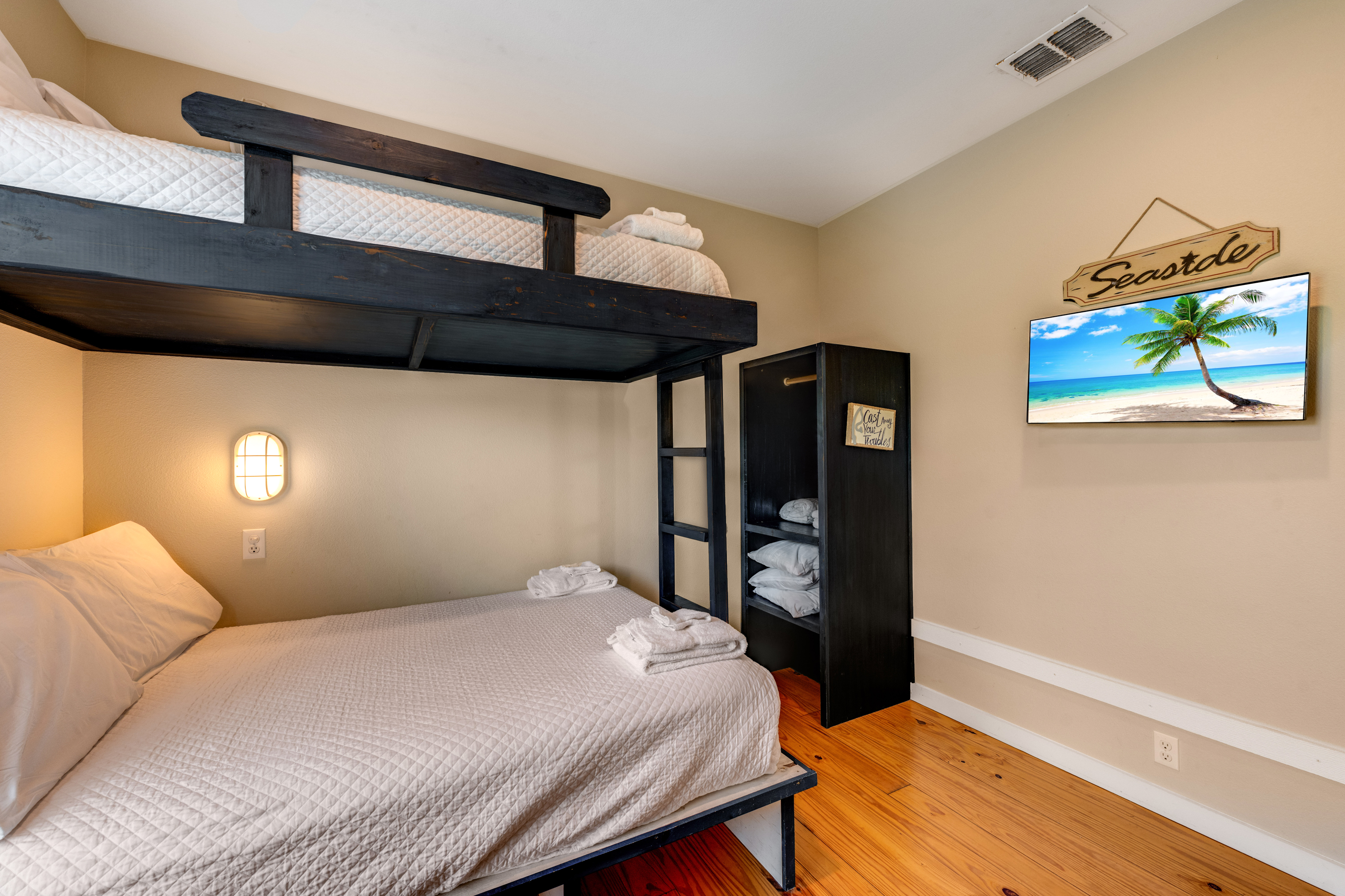 A cozy, social space with a twin over full bunk that adds to the fun of your group stay 