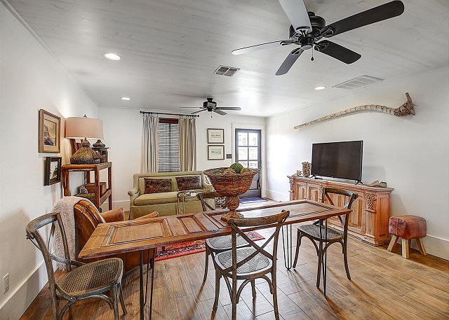 Living room and dining room