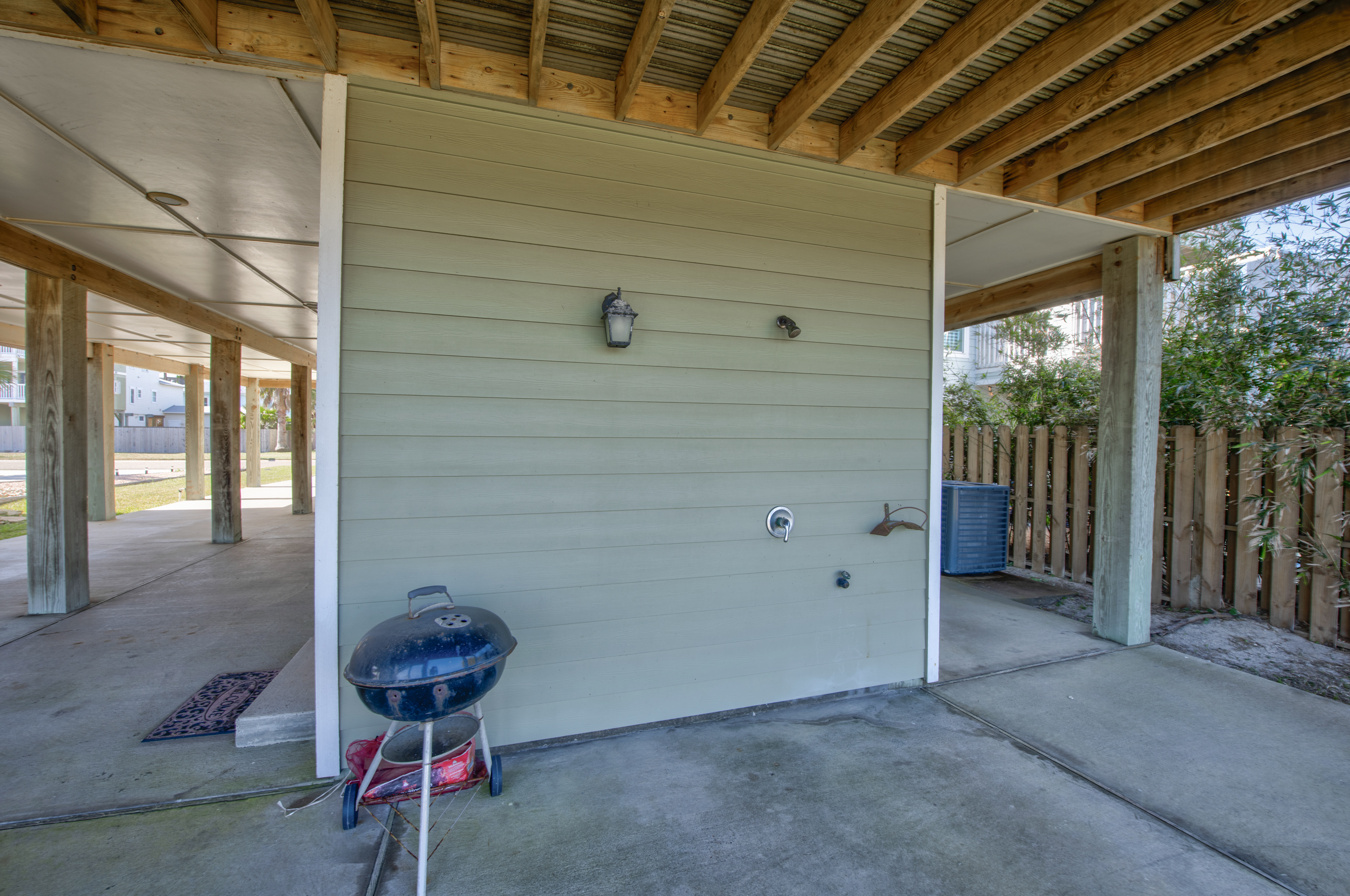 Outdoor shower for sandy toes!