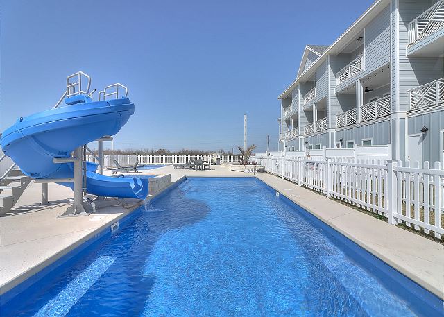 There's a slide to the pool! 