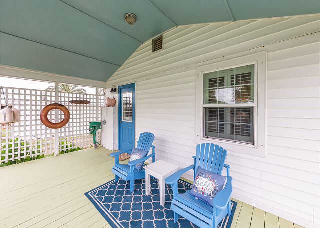 Spacious open back porch