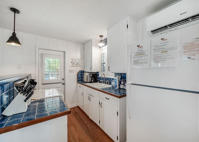 Kitchen with back door access