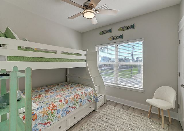 Bunk room: twin over full with a full trundle.