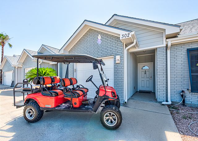 Welcome To The Lah De Dah Golf cart is for rent with an additional fee
