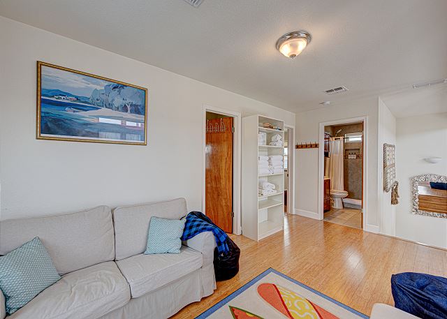 Living area into bathroom