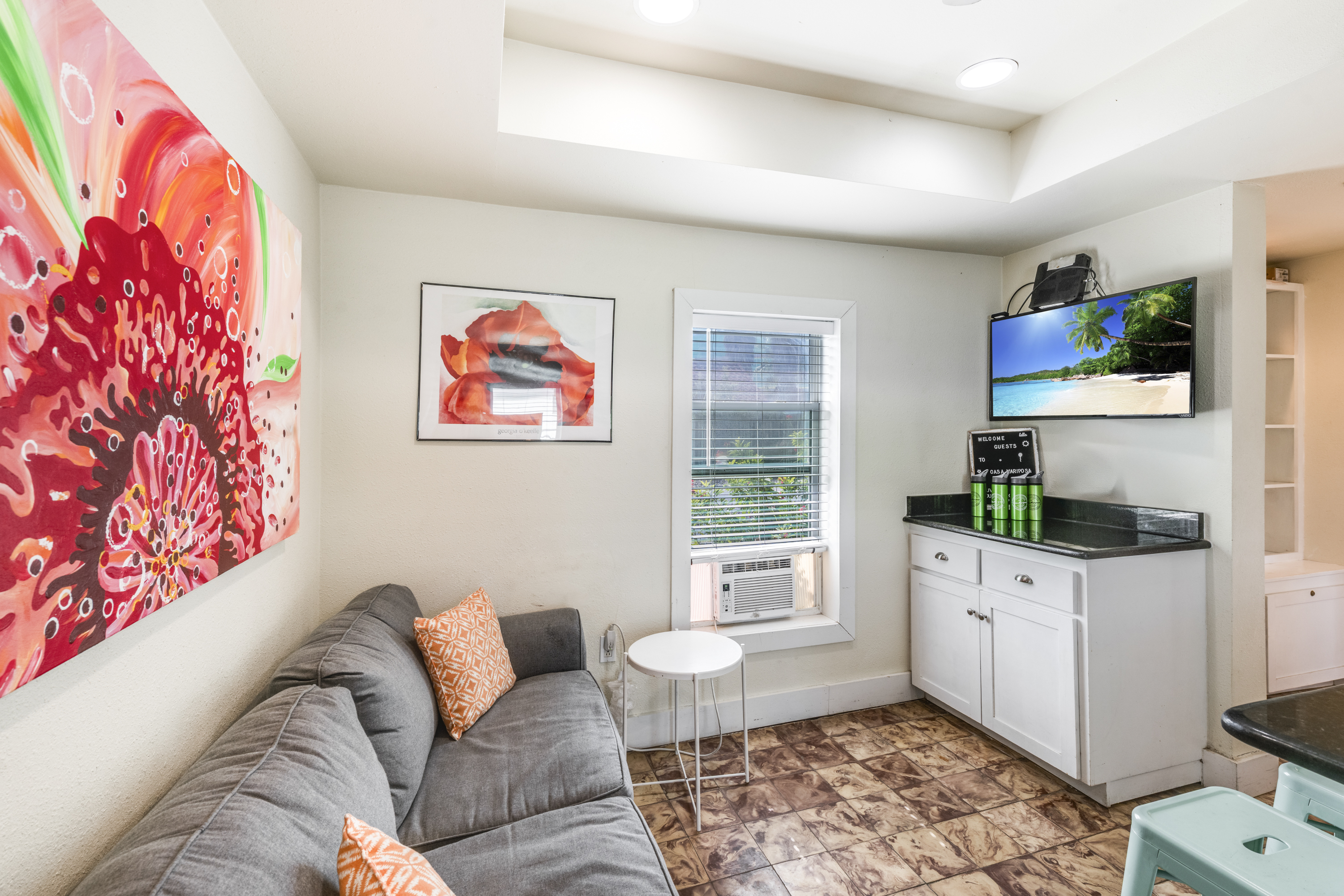 Cozy living area with flat screen TV