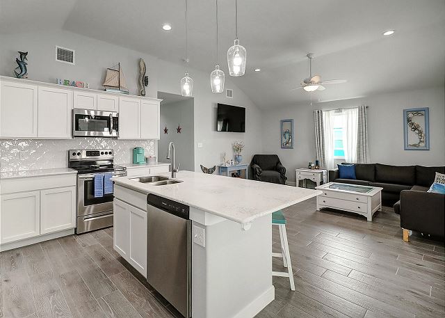 Kitchen and living areas