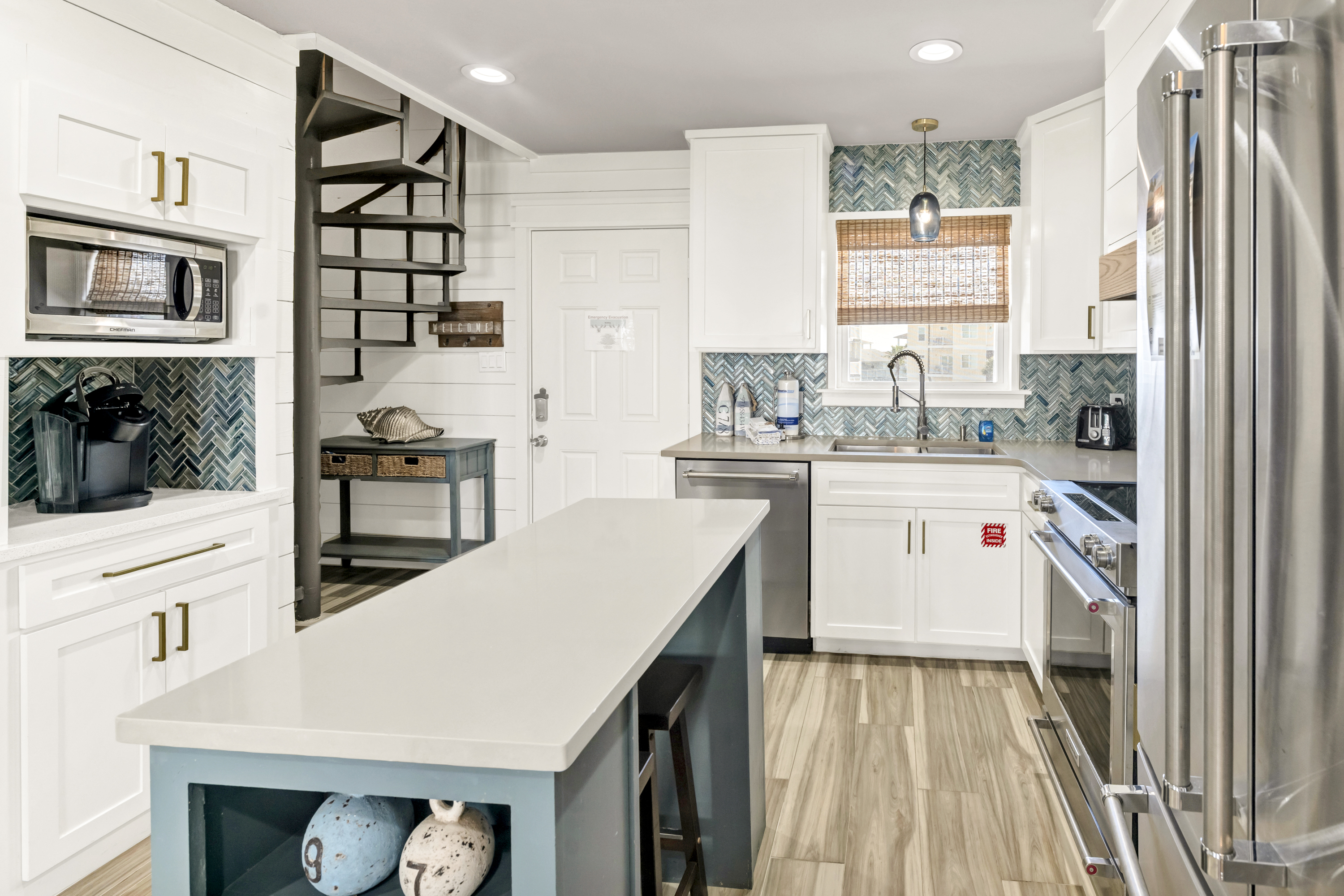 Cook, chat, and relax: Island kitchen with stools for easy dining.