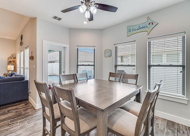 Spacious dining room with seating for 8 guests