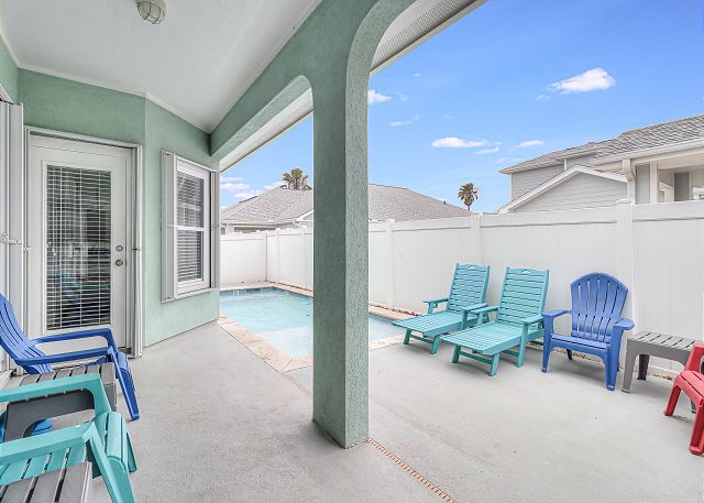 Back patio with private pool